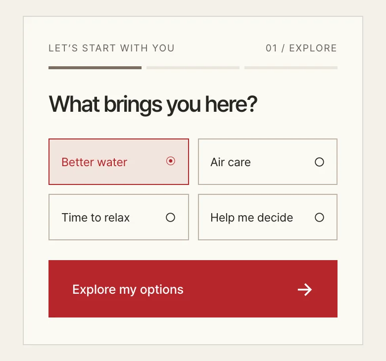 The product finder with Water purifier selected